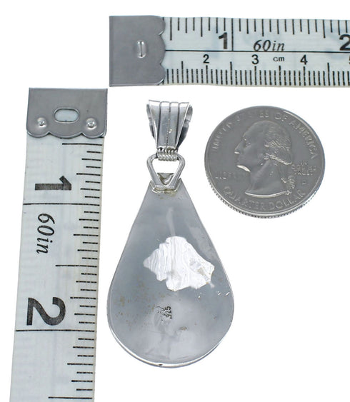 Navajo Turquoise Sterling Silver Buffalo Tear Drop Pendant JX126408